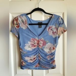 Floral mesh crop top
